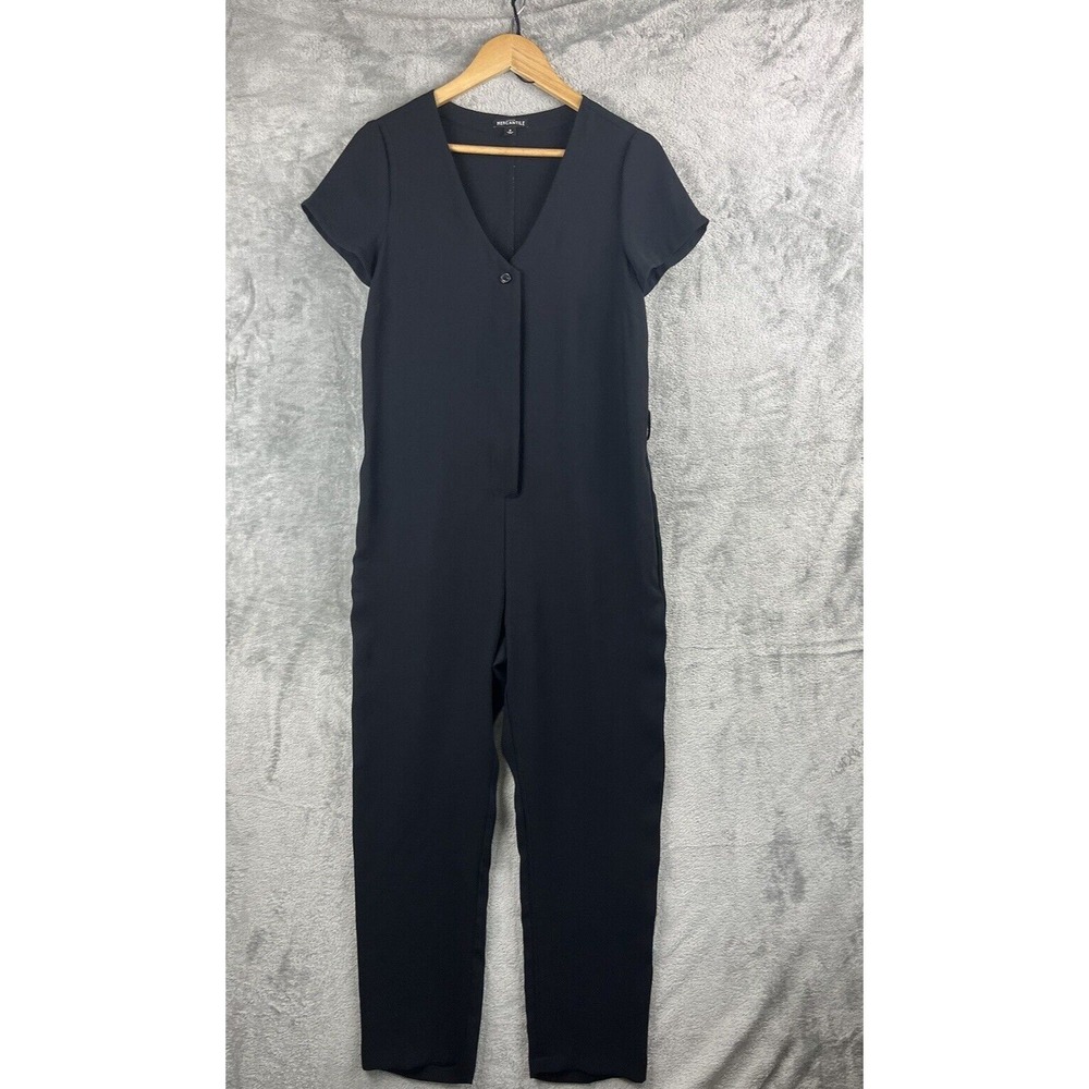 3/$20 J.Crew Mercantile Black Short Sleeve V-Neck Straight Leg Jumpsuit Size 2